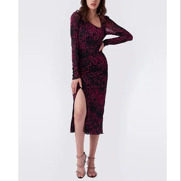 NWT DVF | Edyna Asymmetrical Midi Mesh Dress - Picture 4 of 10